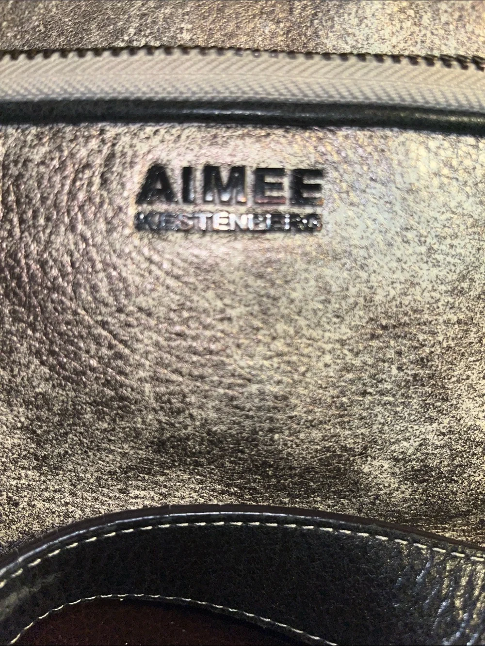 EUC Aimee Kestenberg Distressed Metallic leather Crossbody